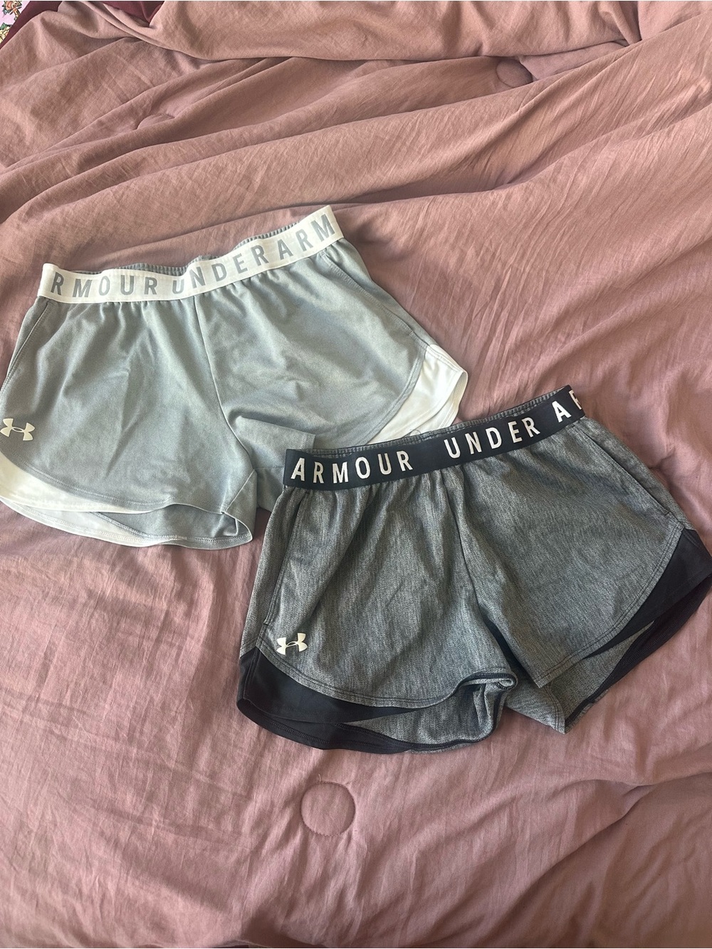 Under Armour Women’s Light Gray and Dark Heather Gray Athletic Shorts